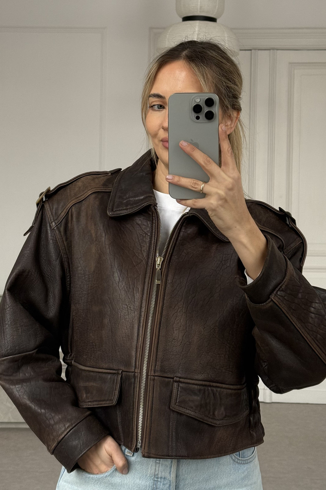 CHOCOLATE DIPPED LEATHER JACKET