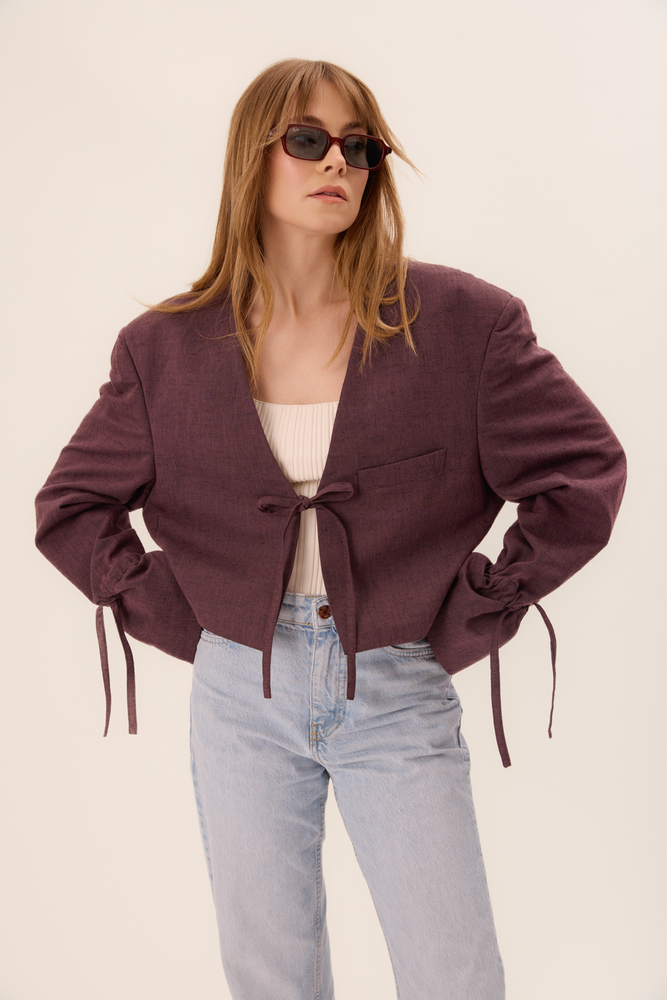 PURPLE SHORT JACKET WITH STRING TIE