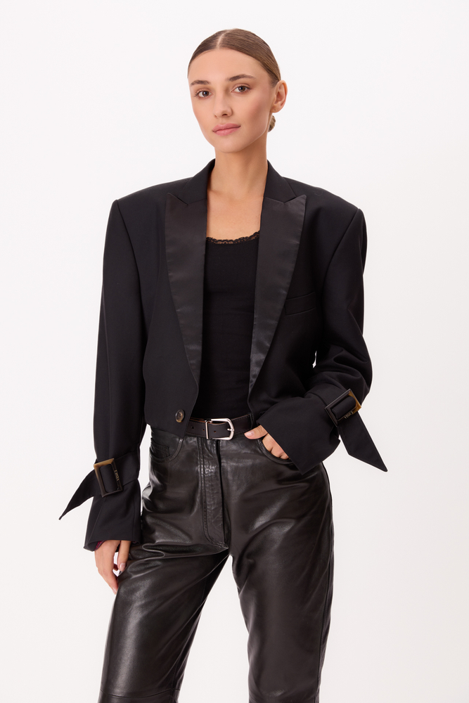 BLACK CLASSIC JACKET WITH SATIN LAPELS MODEL No5