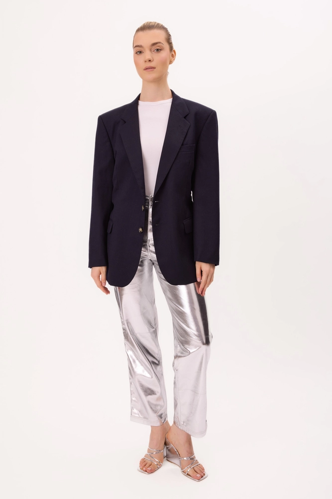 LONG NAVY BLUE SMOOTH JACKET MODEL No4