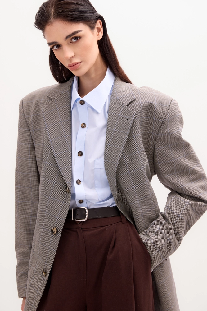 GRAY JACKET MODEL No4 WITH BLUE CHECKERED