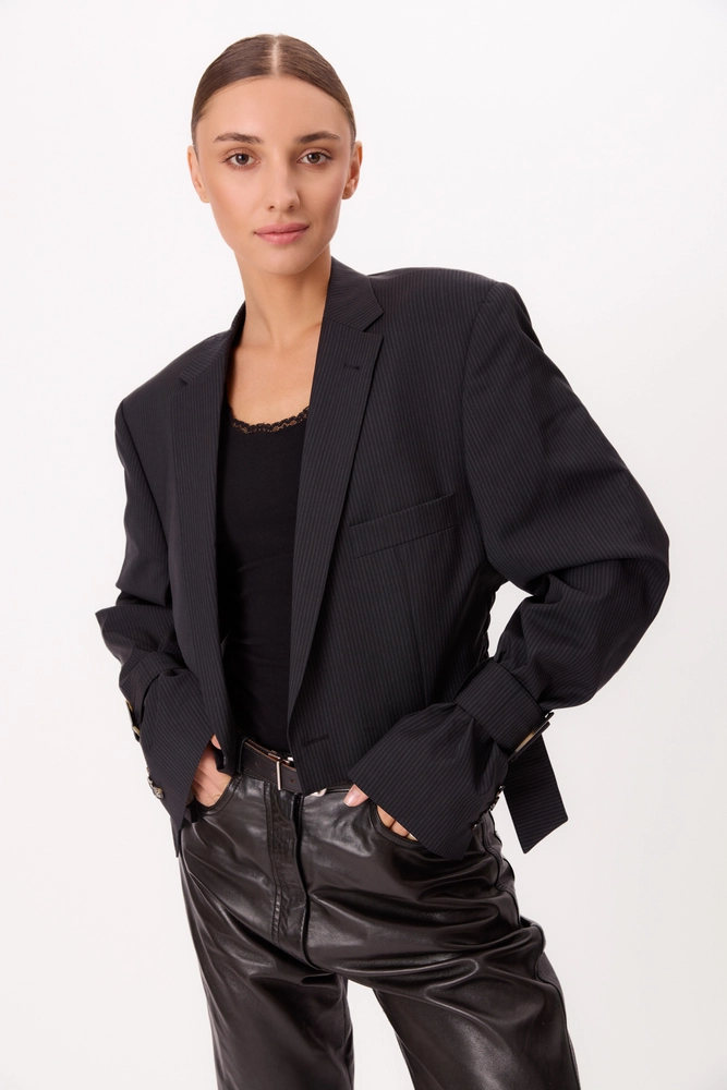 NAVY BLUE JACKET No5 WITH A DELICATE STRIP