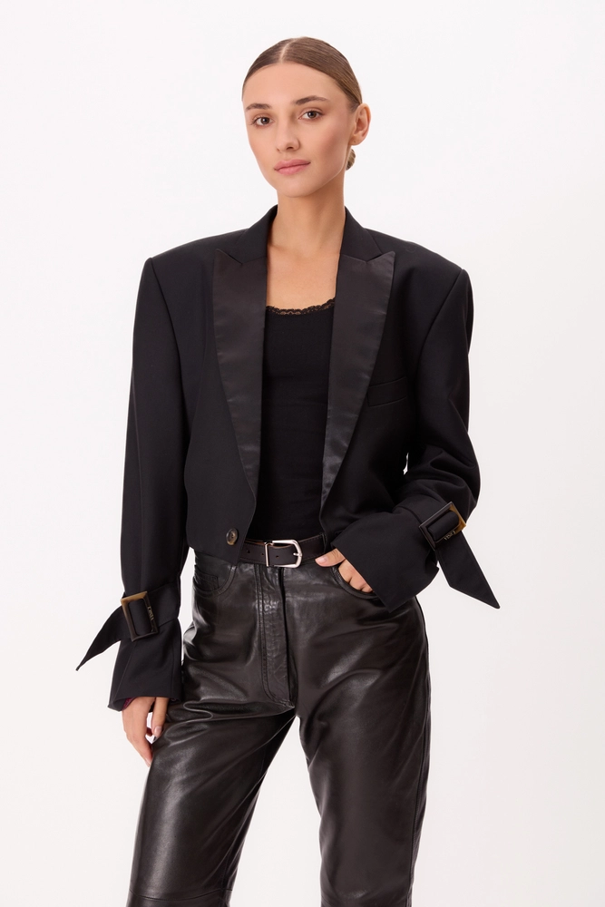 BLACK CLASSIC JACKET WITH SATIN LAPELS MODEL No5