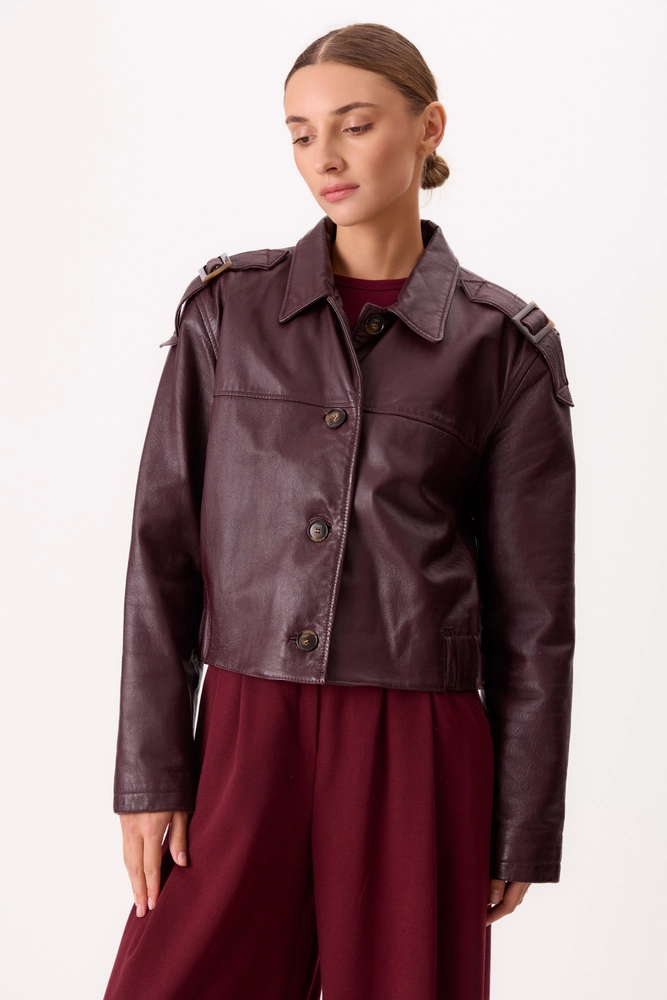 BURGUNDY LEATHER JACKET