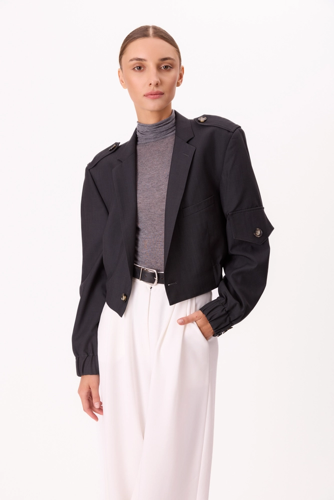 DARK GRAY BOMBER JACKET