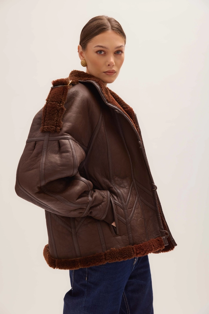 LONG BROWN NATURAL SHEEPSKIN