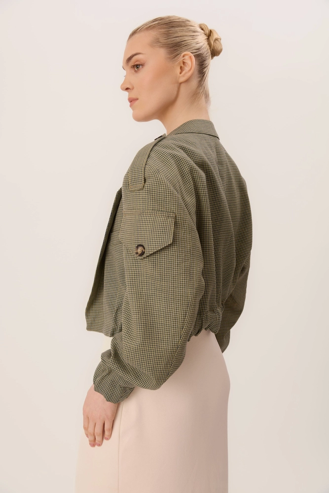 SHORT CHECK BOMBER JACKET