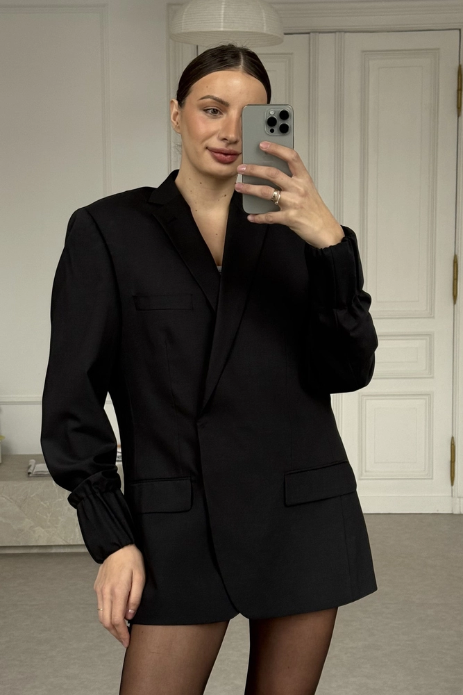 LONG MINIMALIST GRAPHITE JACKET MODEL No8