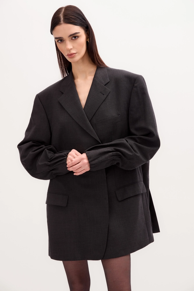 LONG MINIMALIST GRAPHITE JACKET MODEL No8