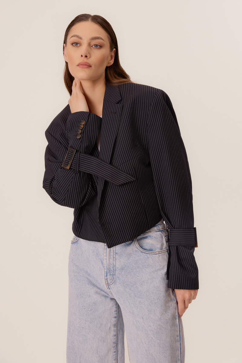 NAVY OVERSIZE JACKET WITH LIGHT STRIPES MODEL No5