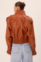 DECORATIVE RED WAISTED LEATHER JACKET WITH EPAGUNS