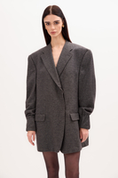 LONG GREY JACKET MODEL No8 WITH A LIGHT CHECK
