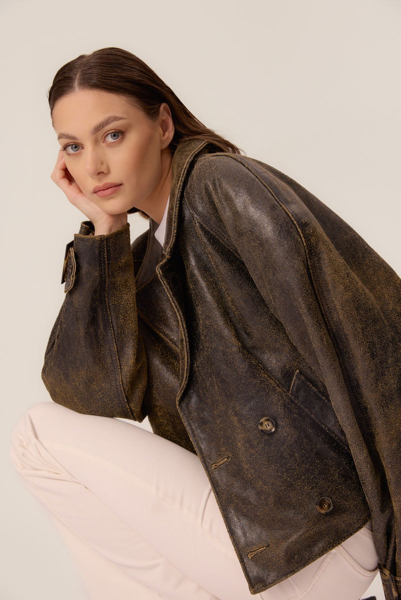 HEAVY WEARED OVERSIZE LEATHER JACKET