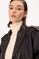 MID-LENGTH BLACK LEATHER JACKET