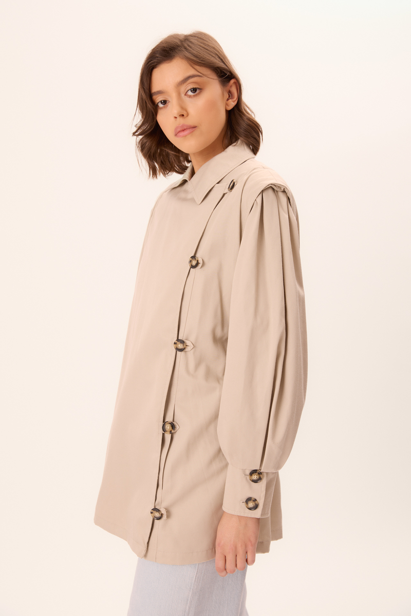 SHORT WAISTED TRENCH COAT CLASSIC COAT WITH BELT