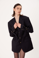 NAVY BLUE SLIM FIT BLAZER WITH BUCKLES MODEL No6