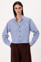 BLUE STRIPED OVERSIZED REGULAR SHORT SHIRT WITH DETACHABLE PADS