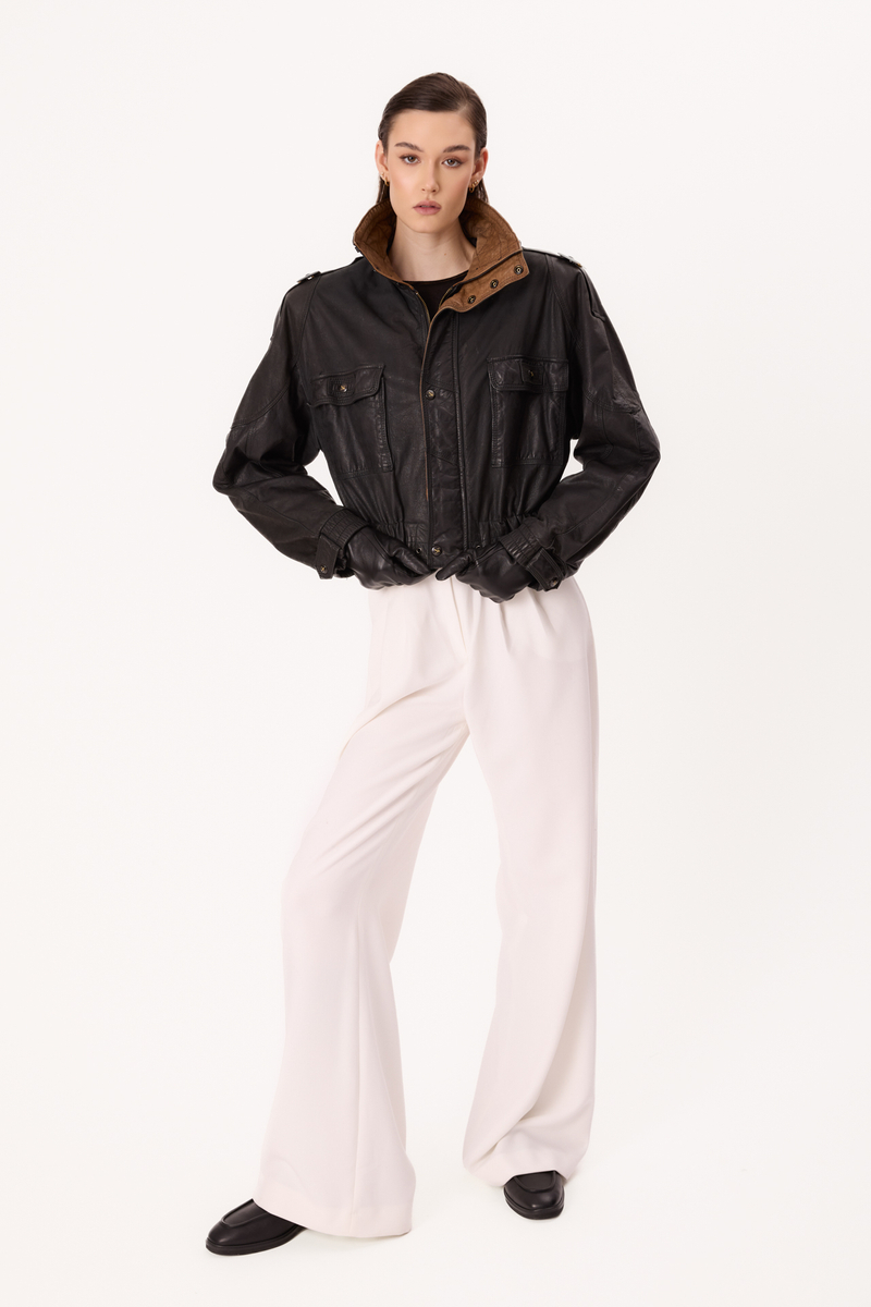 CZARNA KURTKA SKÓRZANA OVERSIZE