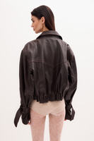 BROWN LEATHER JACKET WITH BUCKLES