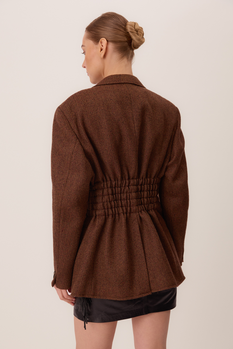 LONG WAISTED BROWN HERRINGBONE JACKET MODEL No4