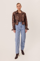 SHORT 2-COLOR DIPPED LEATHER JACKET
