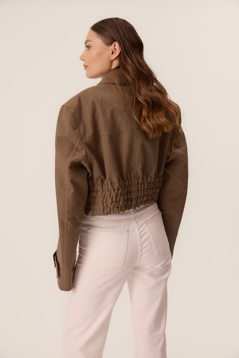 SHORT FITTED CHECK JACKET