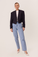 NAVY SMOOTH FITTED JACKET WITH BUCKLES MODEL No5