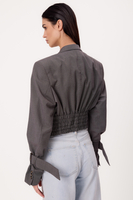 GRAY SMOOTH REGULAR FITTED JACKET WITH BUCKLES MODEL No5