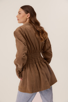 LONG BROWN VELVET FITTED JACKET MODEL No2