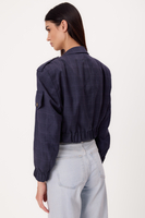 SHORT REGULAR NAVY CHECKED BOMBER JACKET