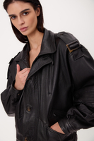 BLACK OVERSIZE TALL LEATHER JACKET