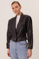 BLACK SHORT WAISTED LEATHER JACKET