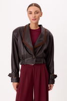 CHOCOLATE LEATHER JACKET WITH BROWN SUEDE