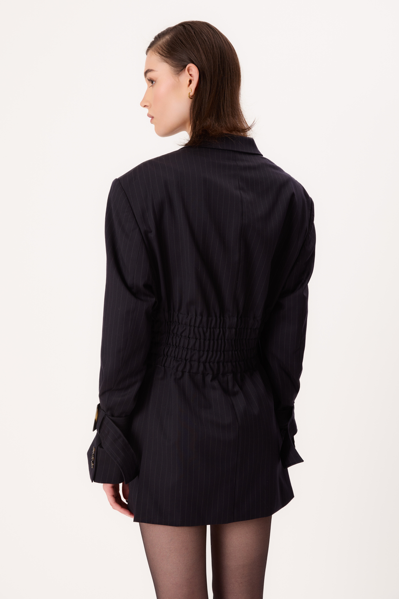 NAVY BLUE SLIM FIT BLAZER WITH BUCKLES MODEL No6