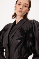 CZARNA SKÓRZANA KURTKA Z TŁOCZENIEM VINTAGE