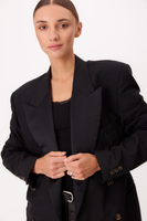 DŁUGA DWURZĘDOWA CZARNA SMOKINGOWA MARYNARKA MODEL No4