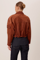 RED SUEDE FITTED LEATHER JACKET