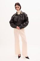 BLACK OVERSIZE LEATHER JACKET