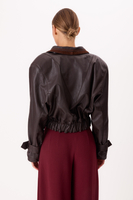 CHOCOLATE LEATHER JACKET WITH BROWN SUEDE
