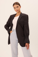 BLACK CLASSIC FITTED WOOL BLAZER WITH LIGHT PINSTRIPE MODEL No2