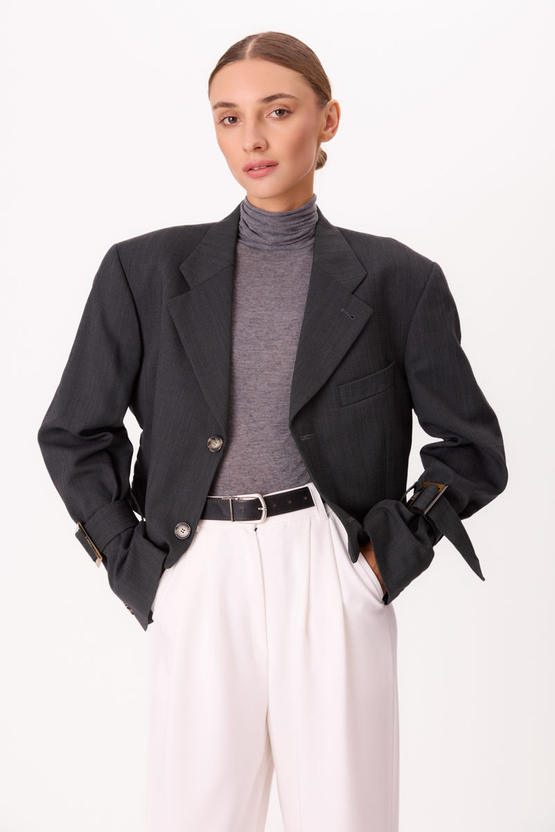 CIEMNOSZARA MARYNARKA MODEL No5 W KRATKĘ