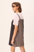 GREY SHORT STRAIGHT CUT TWO-COLOR DRESS
