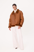 RED NATURAL SHEEPSKIN WITH BROWN FUR