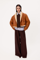 RED NATURAL SHEEPSKIN COAT WITH WHITE FUR