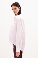 WHITE COTTON SHIRT WITH STRONG SHOULDER AND DETACHABLE PADS