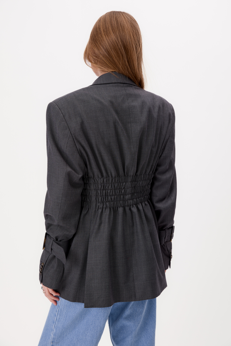 GRAY SLIM FIT BLAZER WITH BUCKLES MODEL No6