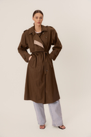 DŁUGI PŁASZCZ TRENCH W KOLORZE KHAKI