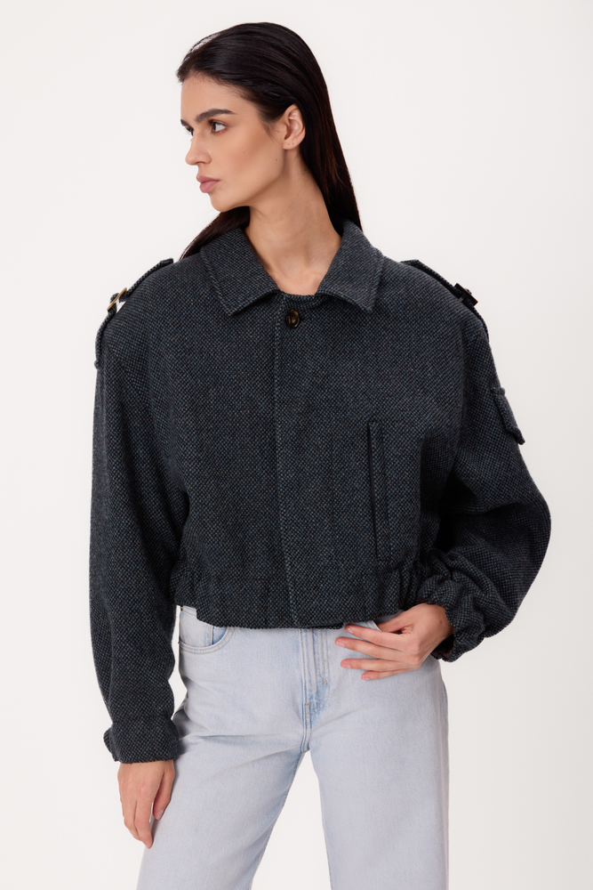 THICK BLUE TALL BOMBER JACKET WITH EPADS