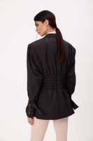 LONG GRAPHITE JACKET WITH ADJUSTABLE WAIST AND BUCKLES MODEL No6