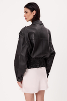 BLACK OVERSIZE TALL LEATHER JACKET